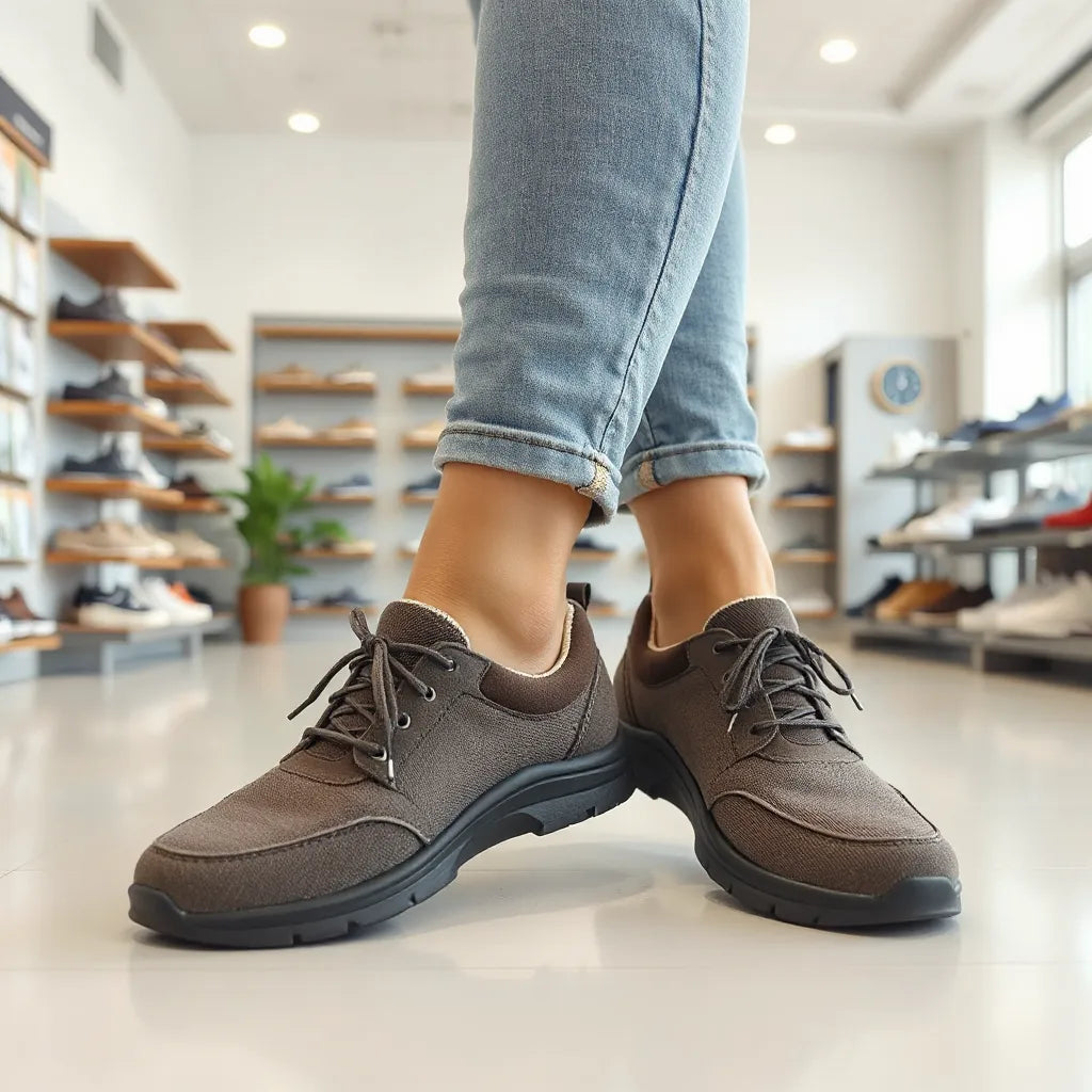 Ergonomiczne szerokie buty z wyraźnie szerszym noskiem i elastyczną podeszwą, dopasowane do stopy