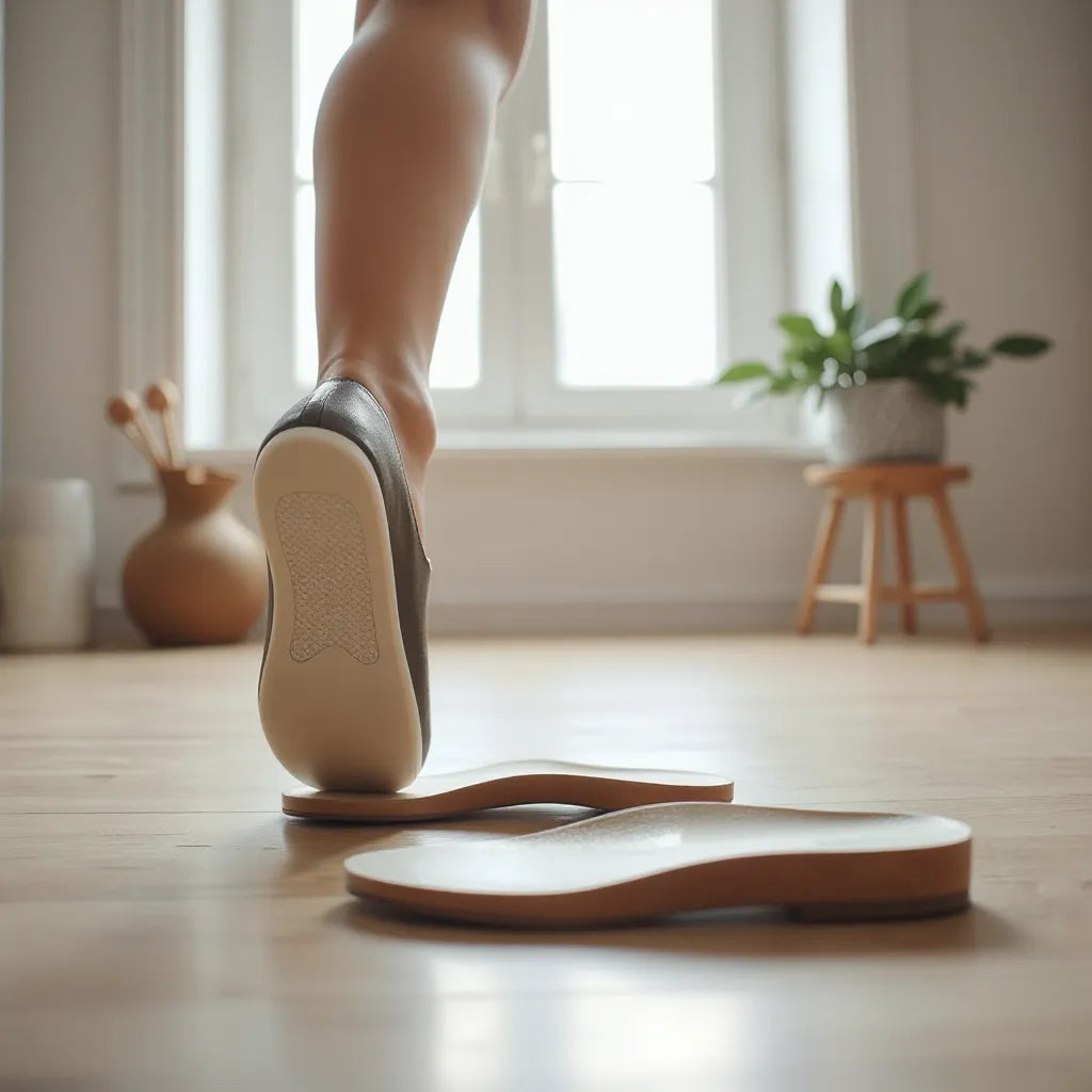Eleganckie buty ze stabilną podeszwą i widocznym podparciem, ujęcie w jasnym wnętrzu